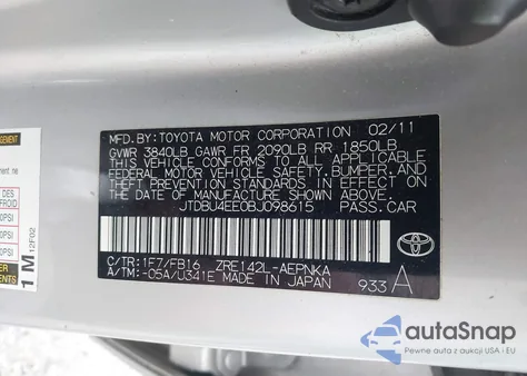 2011 Toyota Corolla Le z USA, uszkodzony, nr VIN JTDBU4EE0BJ098615